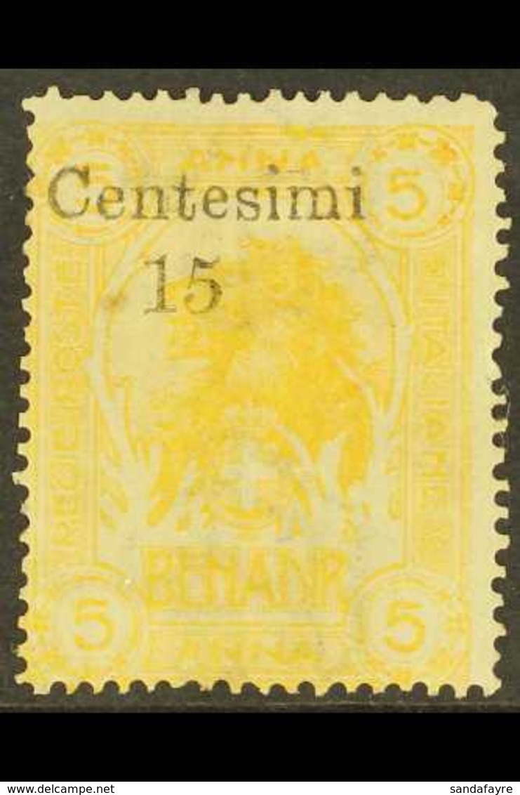 SOMALIA 1905 15c On 5a Orange-yellow Surcharge (Sassone 8, SG 8), Mint Regummed, Tiny Perforation Faults And Minute Grea - Sonstige & Ohne Zuordnung