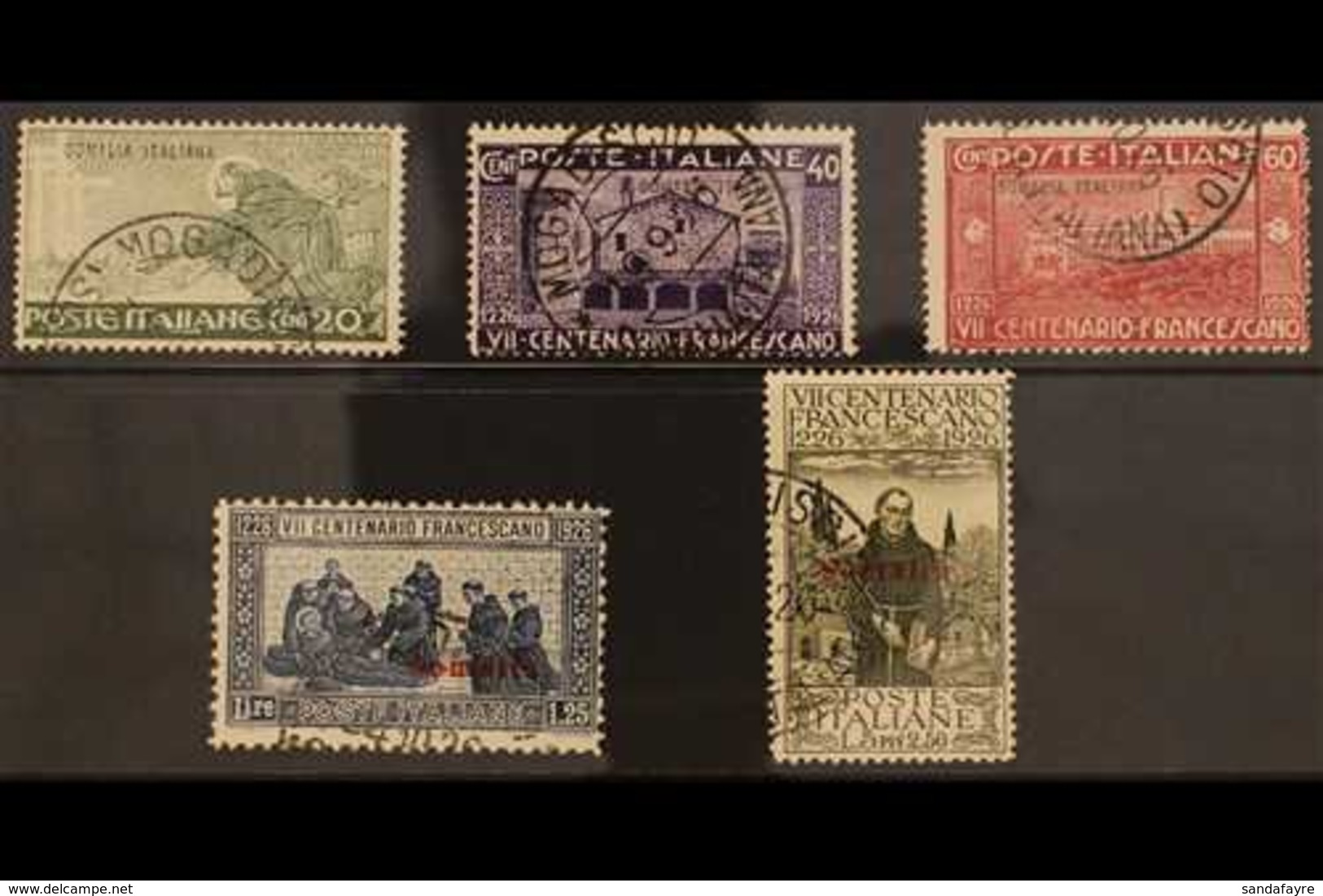 SOMALIA 1926 St Francis Of Assisi Set (Sass S. 18, SG 76/80), Fine Used. (5 Stamps) For More Images, Please Visit Http:/ - Other & Unclassified