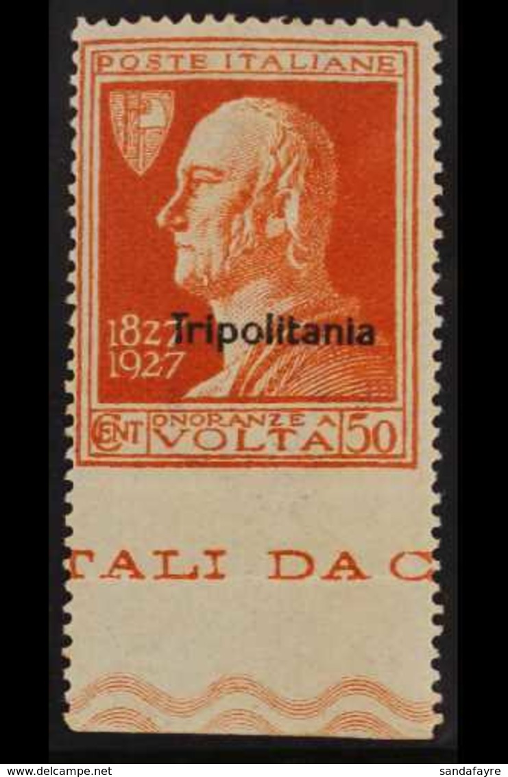 TRIPOLITANIA 50c Orange Volta, Variety "Imperf Between Stamp And Sheet Edge", Sass 44ga, Very Fine Never Hinged Mint. Fo - Sonstige & Ohne Zuordnung