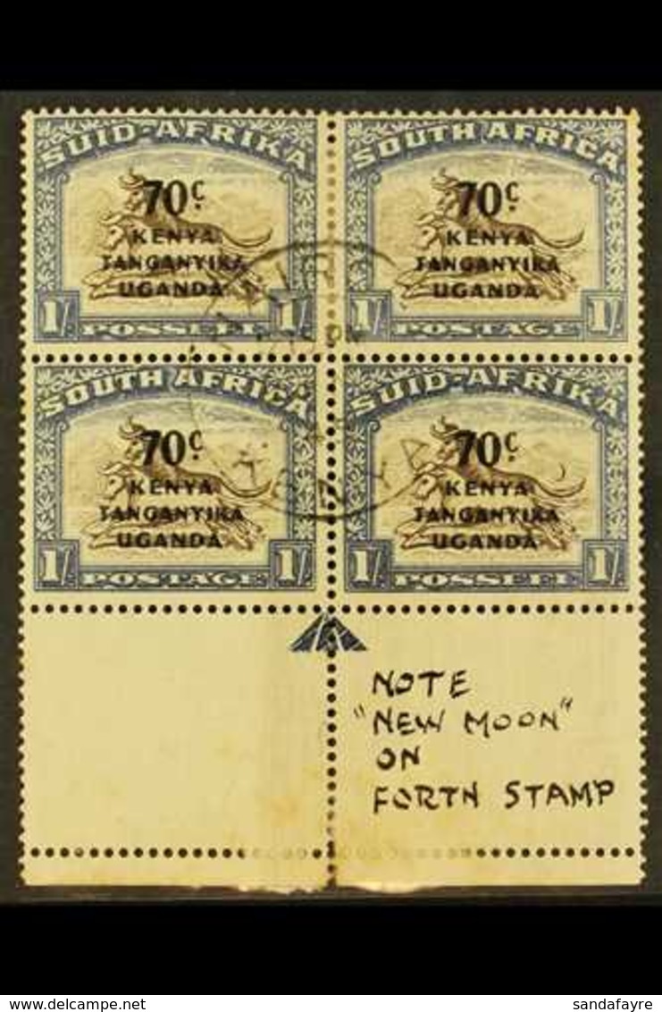 1941 70c On 1s Brown And Chalky Blue Block Of 4 With The "arrow" Guide Mark In Lower Selvage, The Bottom Pair Shows The  - Vide