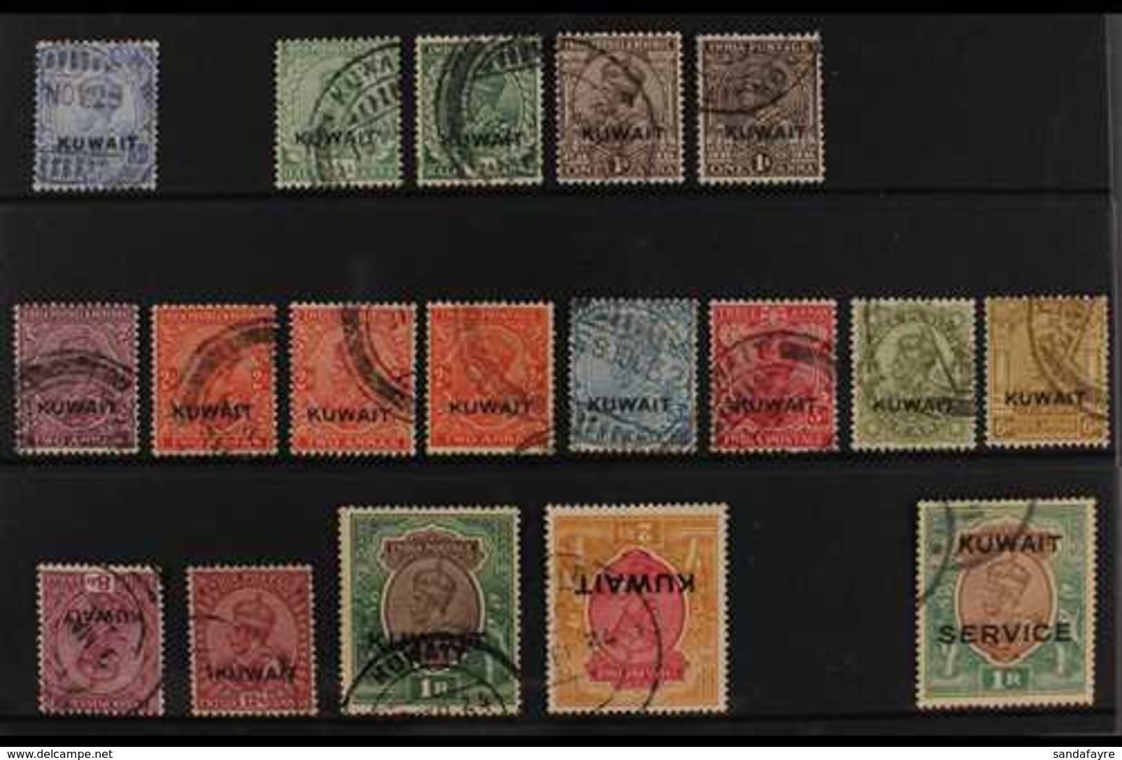 1923-1937 KGV USED COLLECTION Presented On A Stock Card That Includes 1923-23 Star Wmk 3a, 1929-37 Multi Star Wmk Set To - Kuwait