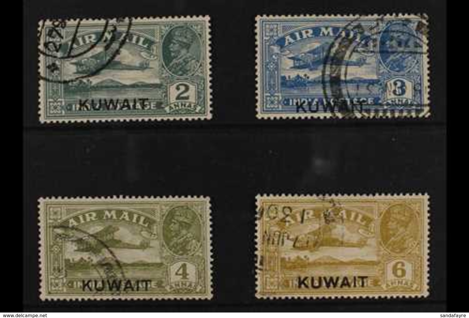 1933-34 Air Post "overprinted" Stamps Of India Complete Set, SG 31/34, Very Fine Used (4 Stamps) For More Images, Please - Kuwait