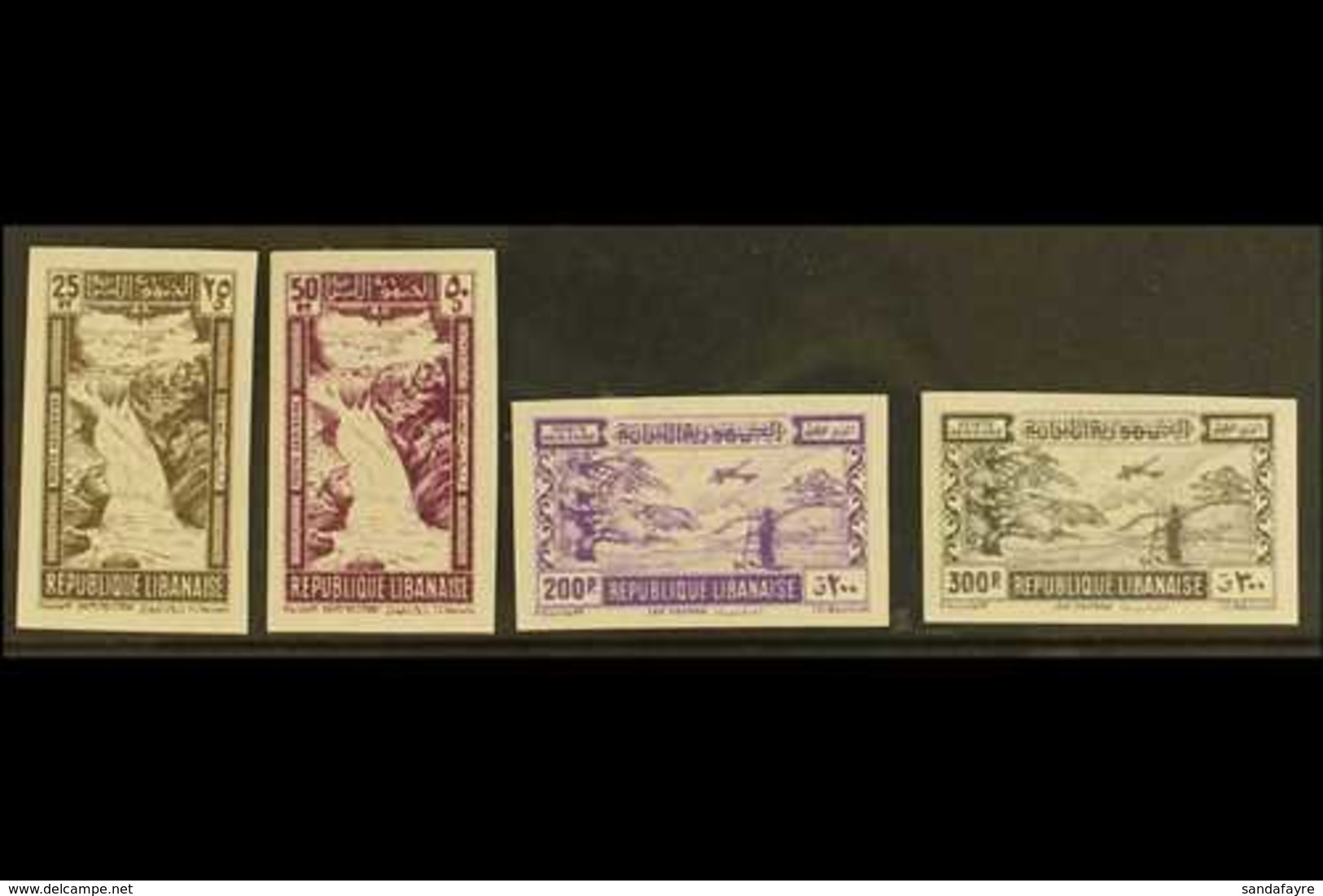1945 Views Air Set Complete, Maury 97/100, Variety IMPERF, Very Fine Mint. (4 Stamps) For More Images, Please Visit Http - Lebanon