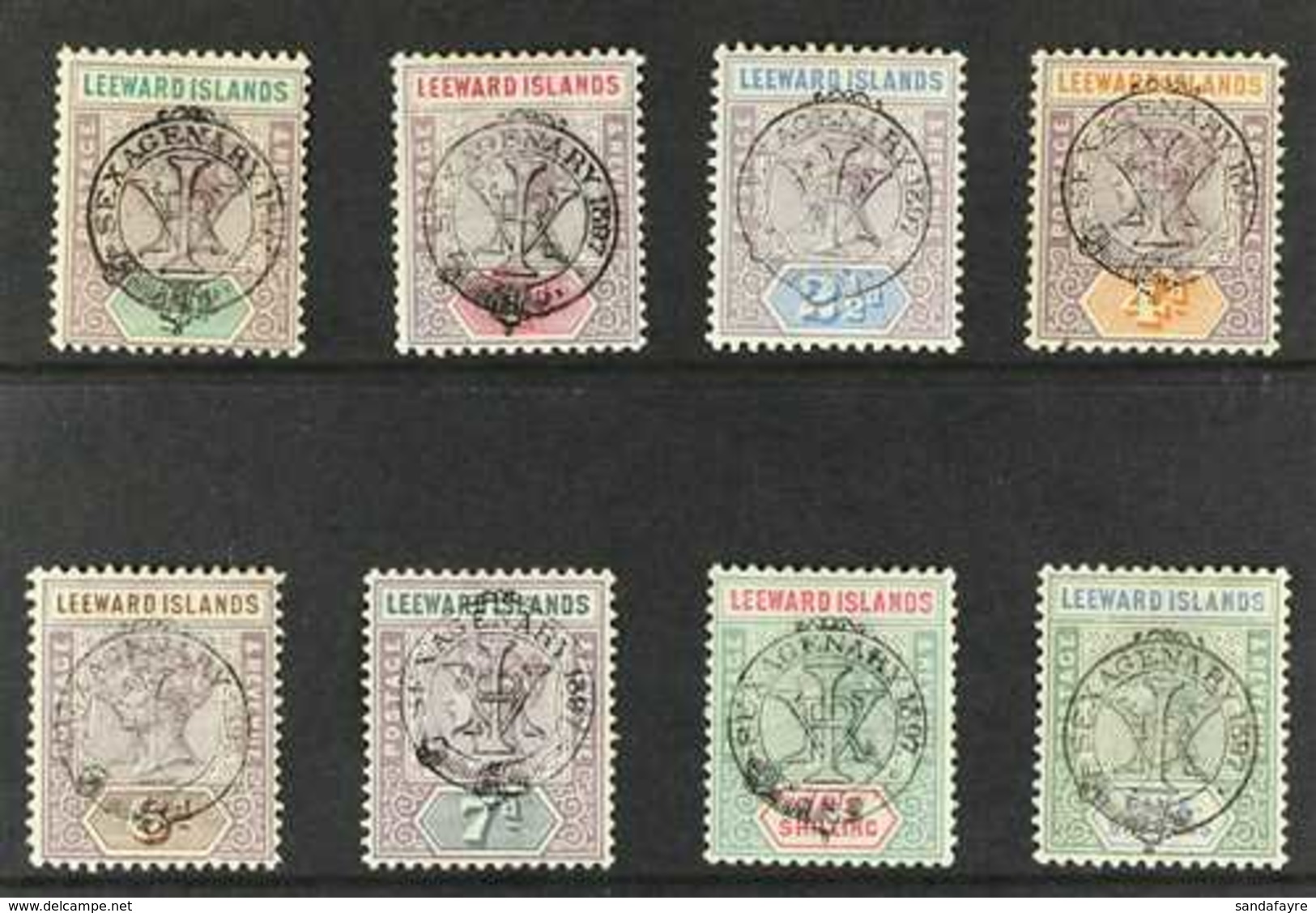 1897 Queen Victoria's Diamond Jubilee Set Complete, SG 9/16, Fine Mint, The 5s With Royal Certificate. (8 Stamps) For Mo - Leeward  Islands