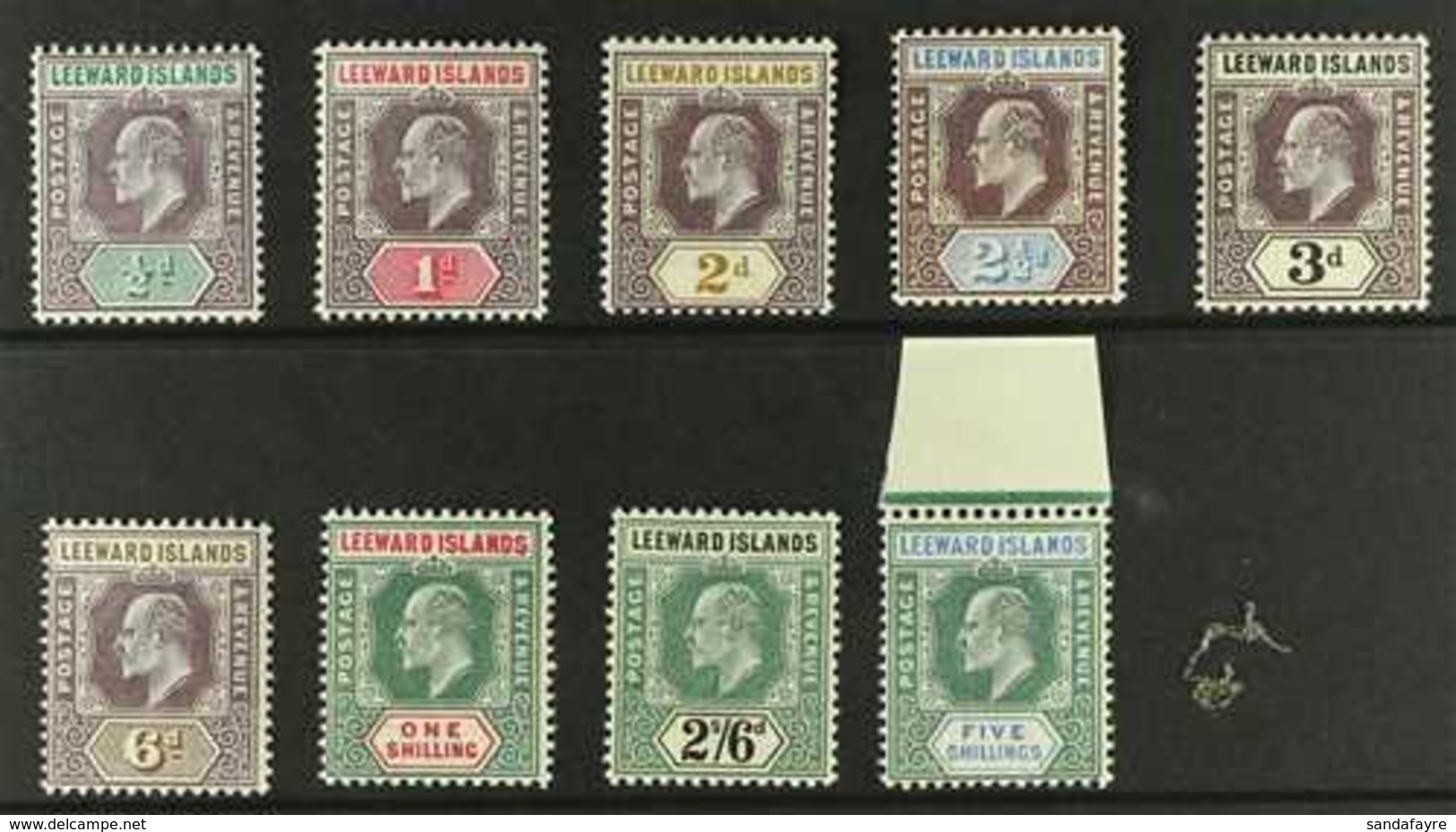 1902 Complete Set, SG 20/28, Superb Never Hinged Mint, The 5s. With Sheet Margin At Top. (8 Stamps) For More Images, Ple - Leeward  Islands