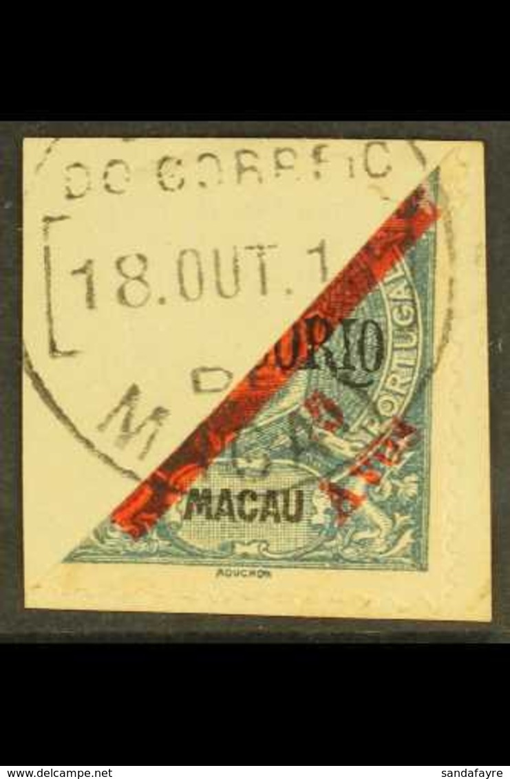 1911 5a On Half Of 10a Dull Blue (ovptd Provisorio), SG 207, Superb Used On Piece. For More Images, Please Visit Http:// - Sonstige & Ohne Zuordnung