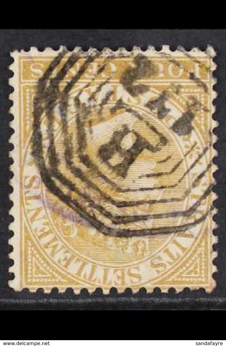 1883-91 4c Pale Brown WATERMARK INVERTED Variety, SG 64w, Fine Used With Nice "B/172" (Singapore) Postmark, A Few Slight - Straits Settlements