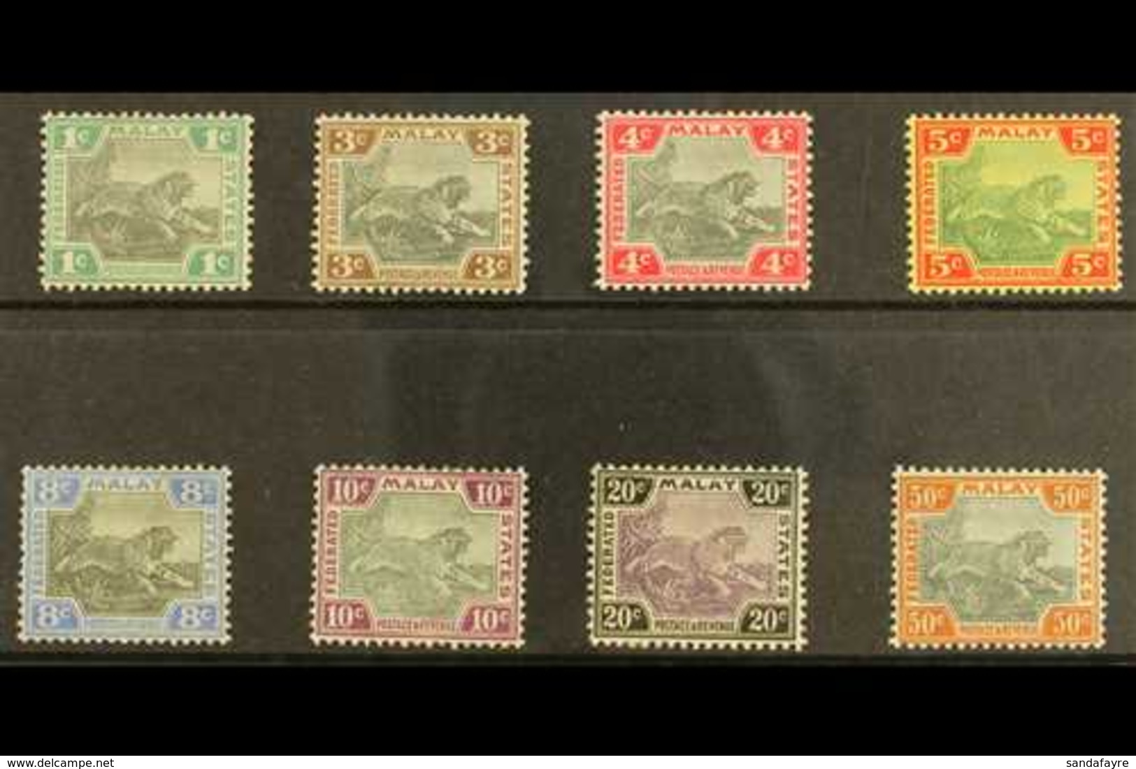 FMS 1900 1c - 50c, Tiger Set Wmk Crown CA, 10c And 50c Centres In Grey, SG 15/22 (20a, 22a) Very Fine And Fresh Mint. Fo - Other & Unclassified