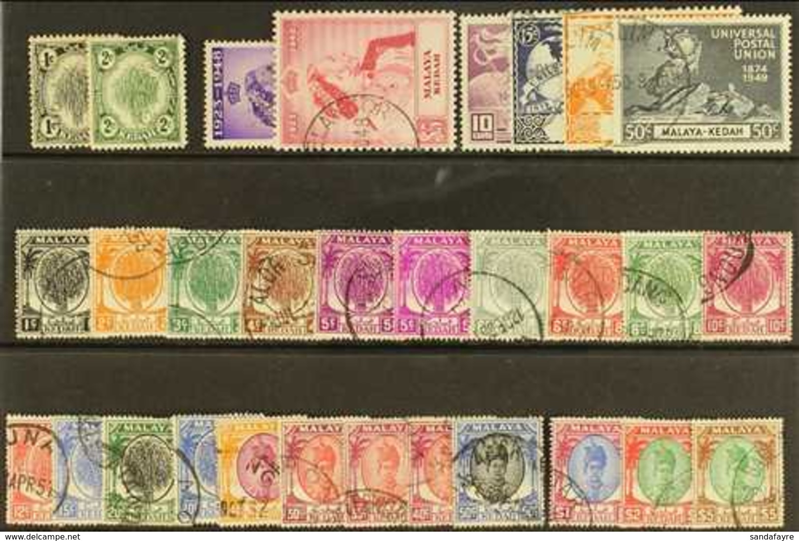KEDAH 1938 - 1955 Complete Used Collection Incl 1948 Wedding, 1950 Sheaf And Sultan Set, SG 68a/90. Cds Used (30 Stamps) - Andere & Zonder Classificatie