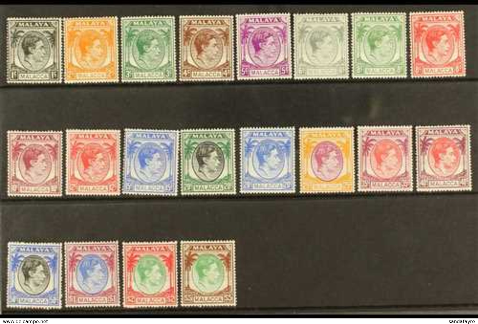 MALACCA 1949-52 Complete KGVI Set, SG 3/17, Superb Never Hinged Mint. (20 Stamps) For More Images, Please Visit Http://w - Andere & Zonder Classificatie