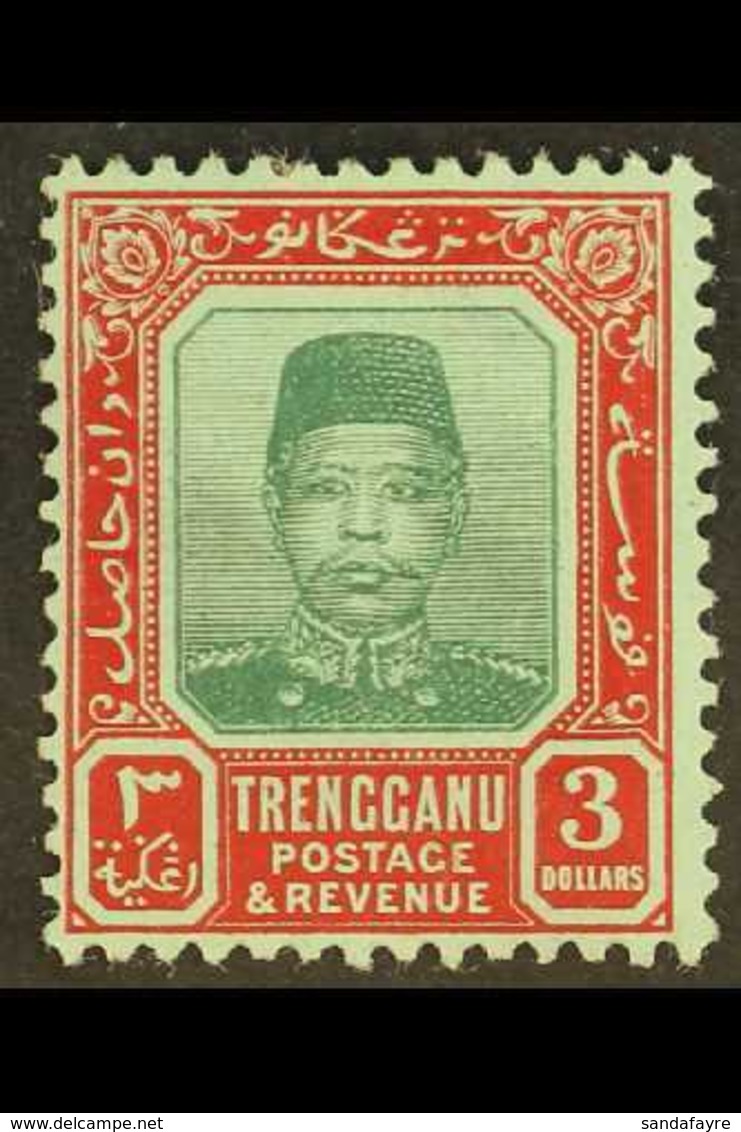 TRENGGANU 1910-19 $3 Green And Red, SG 16, Very Fine Mint. For More Images, Please Visit Http://www.sandafayre.com/itemd - Other & Unclassified