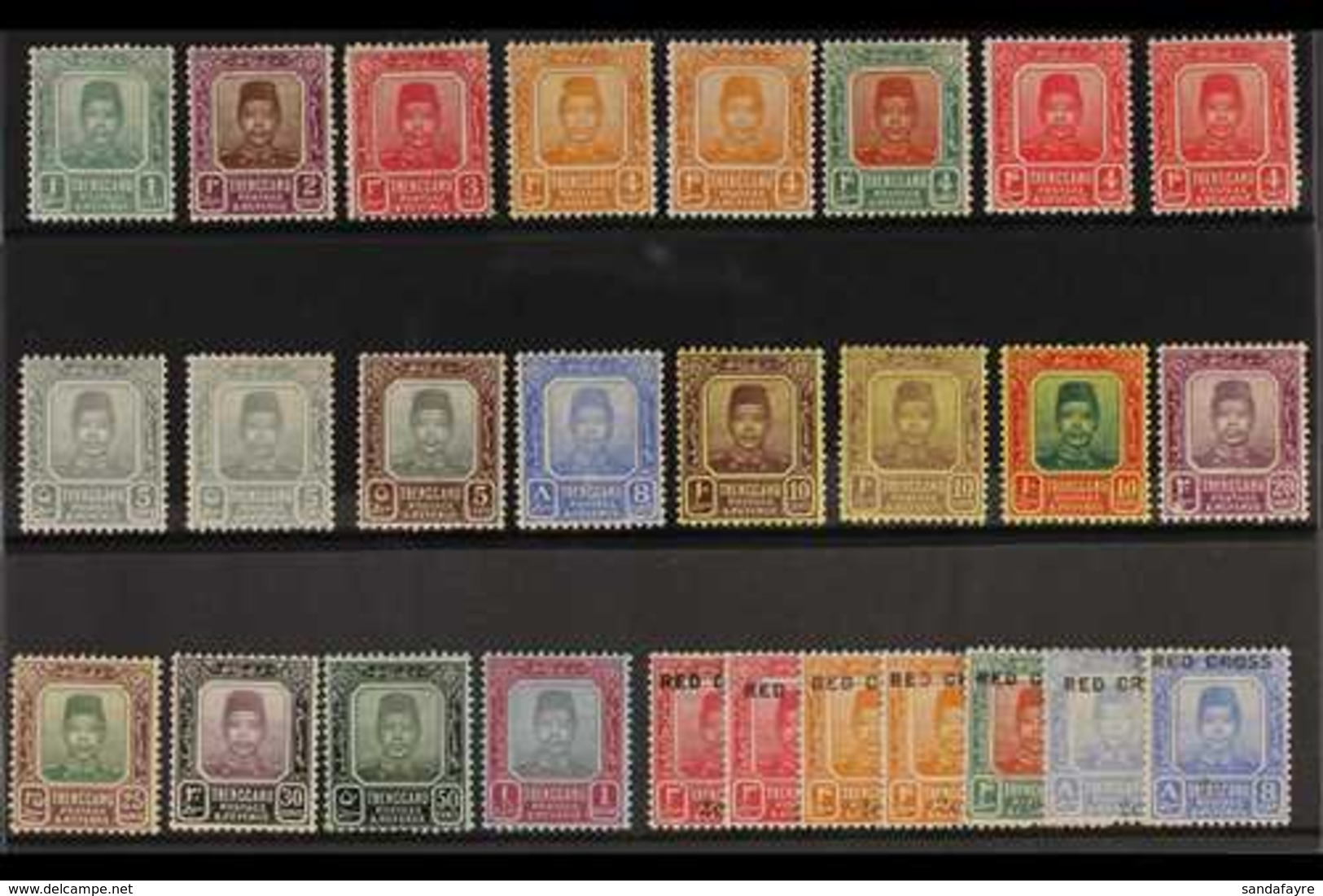 TRENGGANU 1910-18 SULTAN MINT SELECTION Presented On A Stock Card With 1910-19 Set With Some Shades To $1, 1917-19 Red C - Other & Unclassified