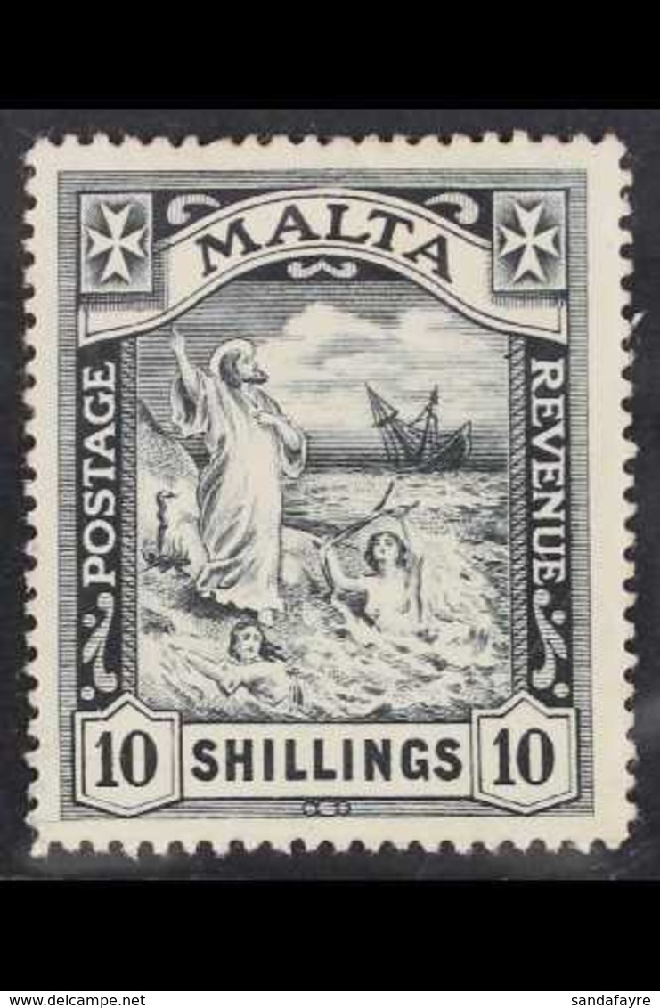 1919 10s Black Wmk Mult Crown CA, SG 96, Very Fine Mint. Missing From Most Collections. For More Images, Please Visit Ht - Malta (...-1964)