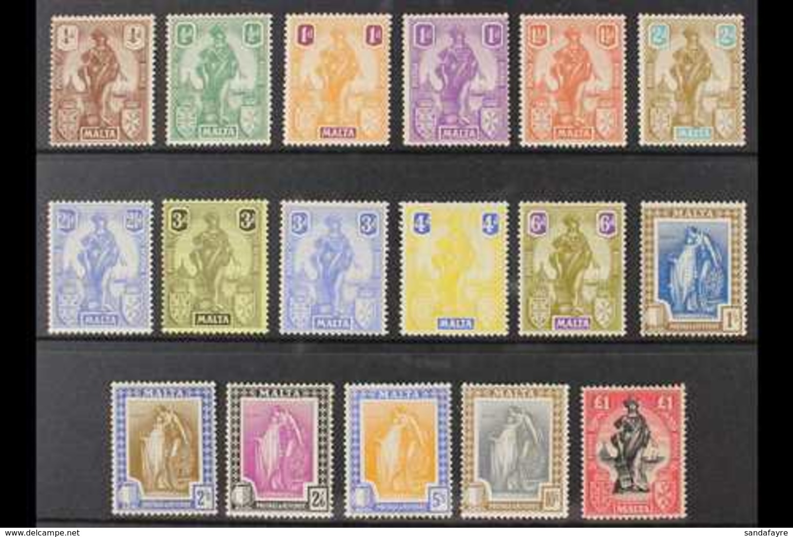 1922-26 Complete Set, SG 123/40, Mint, Fresh Colours. (17 Stamps) For More Images, Please Visit Http://www.sandafayre.co - Malta (...-1964)