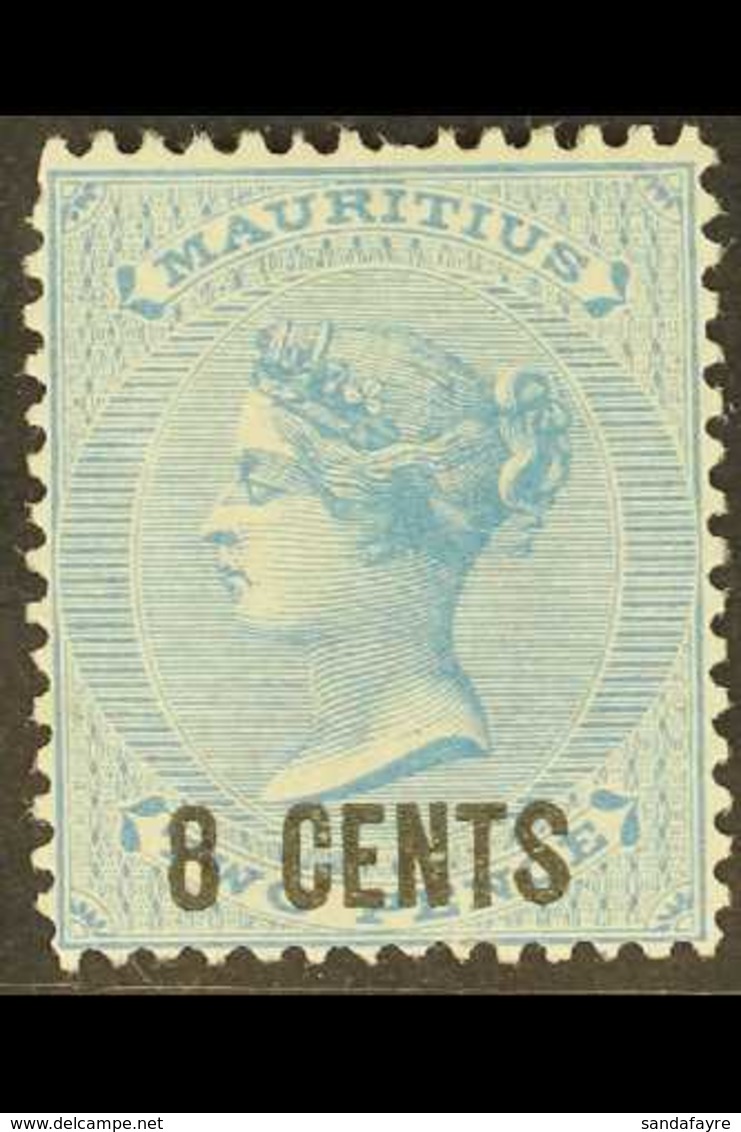 1878 8c On 2d Blue, Wmk CC, SG 85, Vf Mint. For More Images, Please Visit Http://www.sandafayre.com/itemdetails.aspx?s=6 - Mauritius (...-1967)