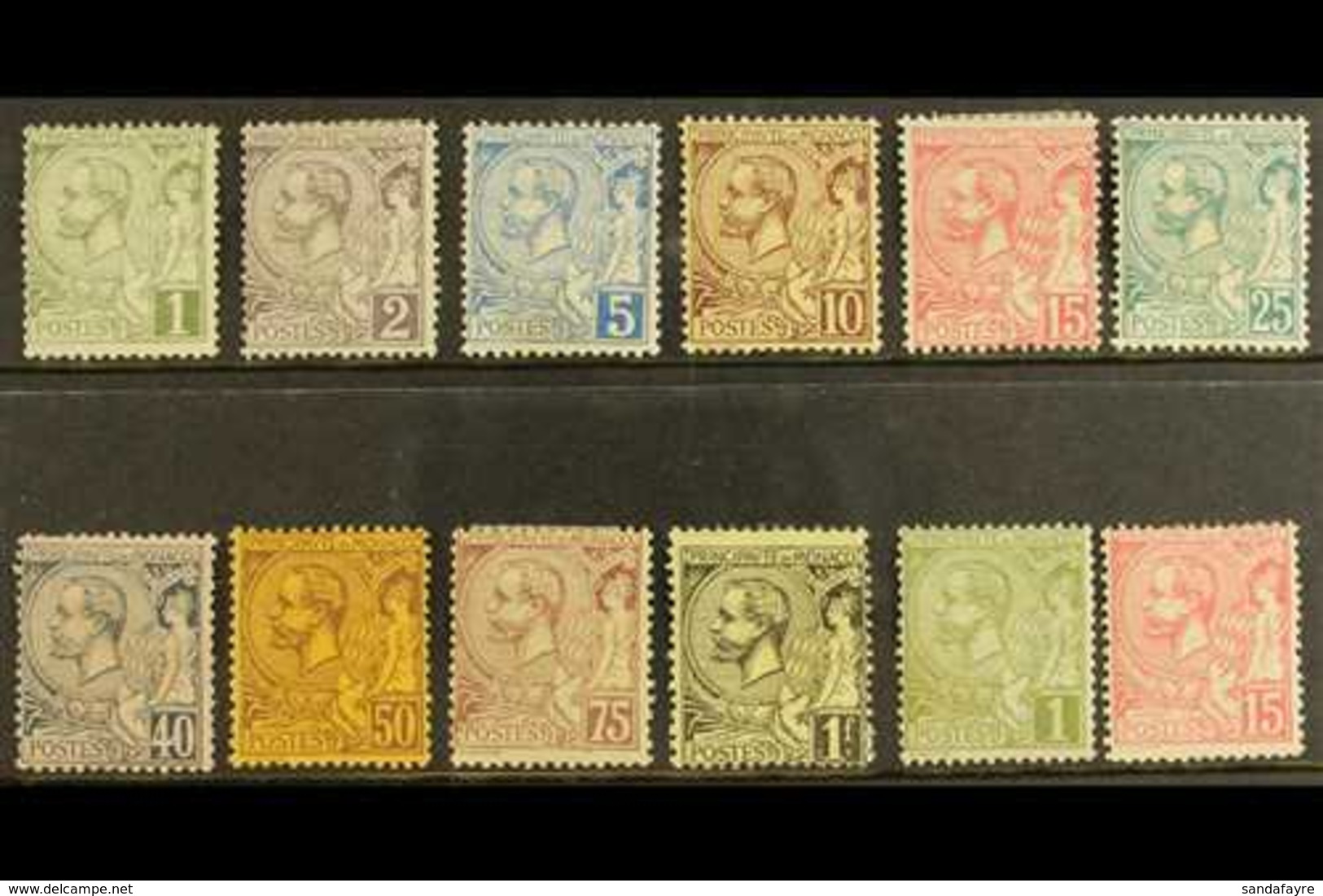 1891-94 Albert I Values To 1fr Plus Additional 1c & 15c Shades, Yv 11/20, Average Mint. Cat 1100+ Euros (£770 ). (12 Sta - Sonstige & Ohne Zuordnung
