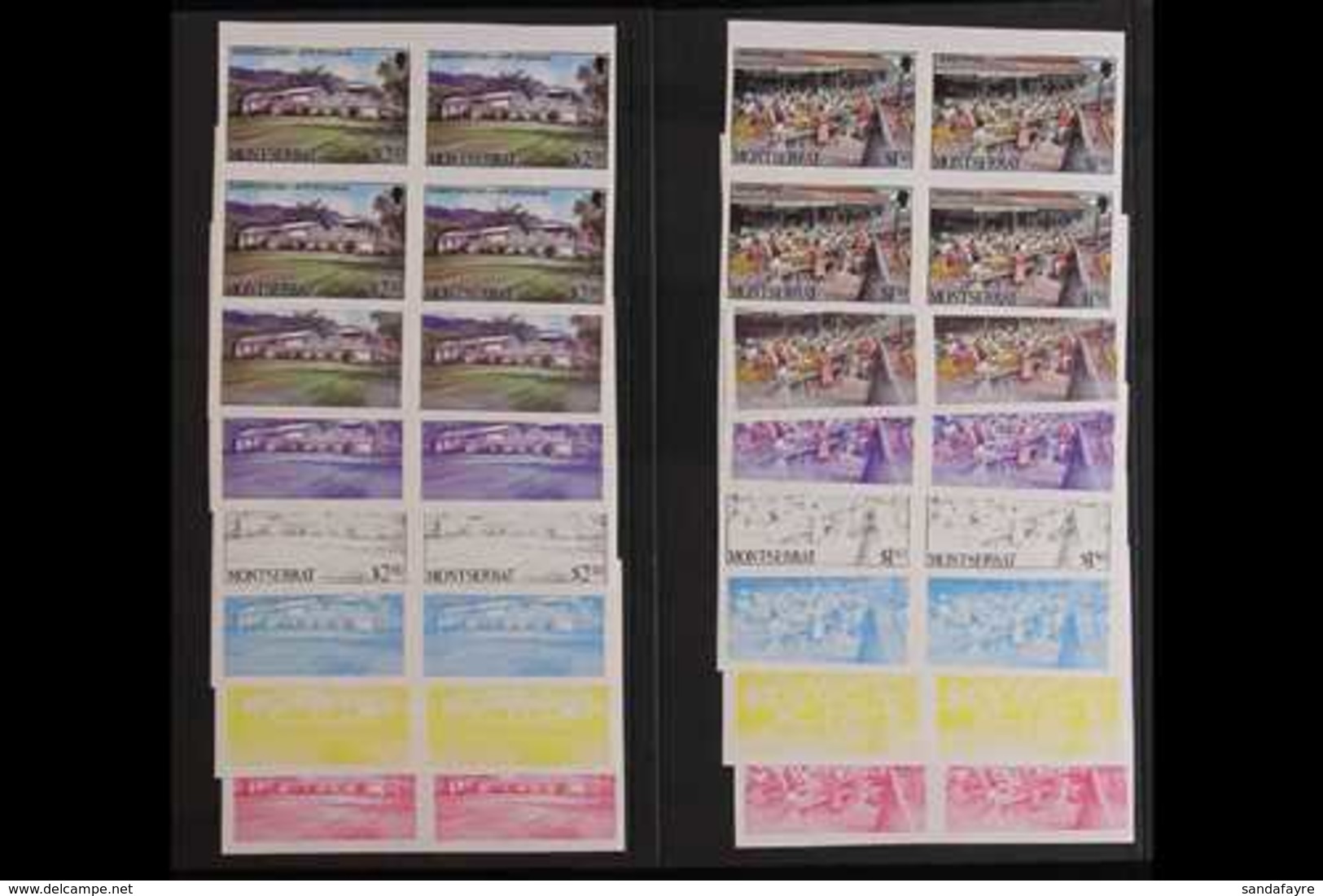 1986 IMPERF PROGRESSIVE COLOUR PROOFS. Tourism Complete Set (SG 710/23) - Each Value With Seven Different Progressive Co - Montserrat