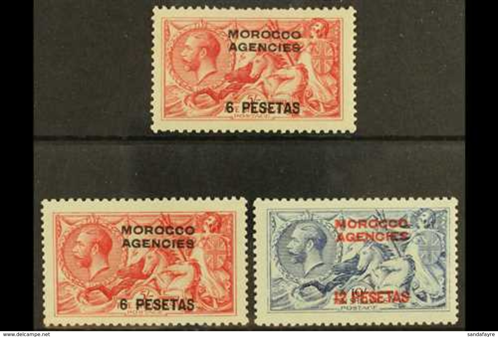 SPANISH 1914-26 Waterlow "Seahorse" Set, SG 136/8, Fine Mint (3 Stamps) For More Images, Please Visit Http://www.sandafa - Other & Unclassified