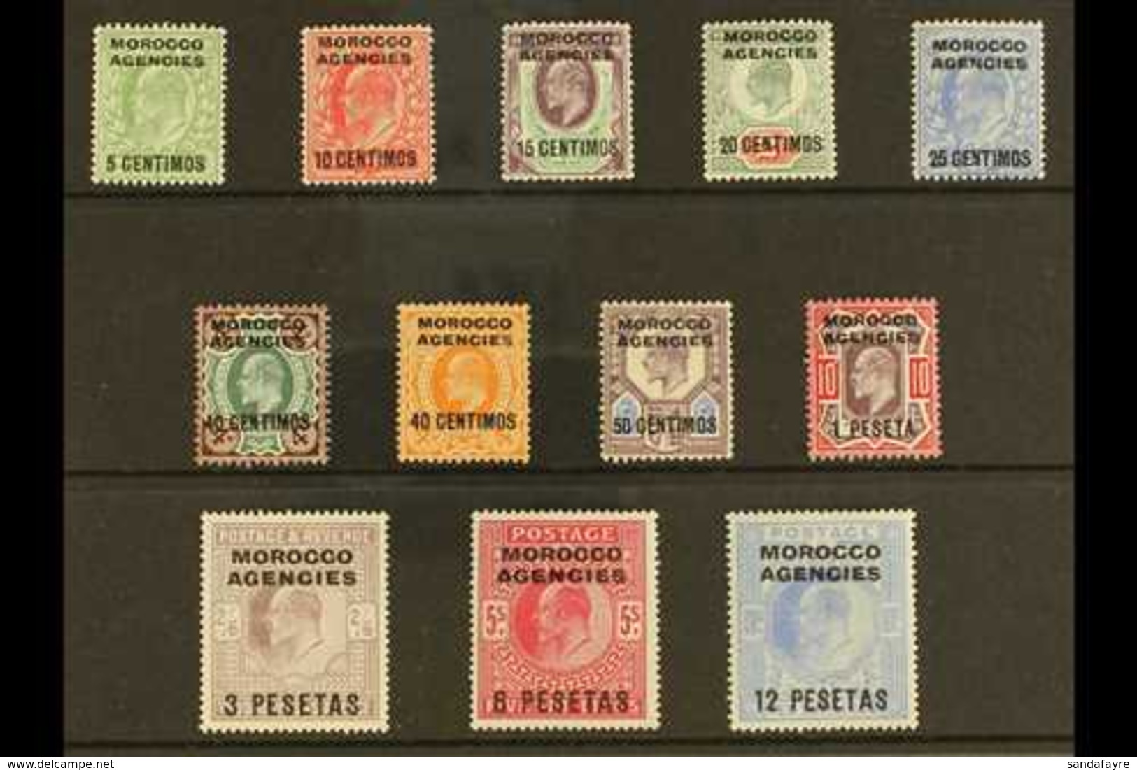 SPANISH CURRENCY 1907-12 Overprints Complete Set, SG 112/23, Very Fine Mint, Very Fresh. (12 Stamps) For More Images, Pl - Autres & Non Classés