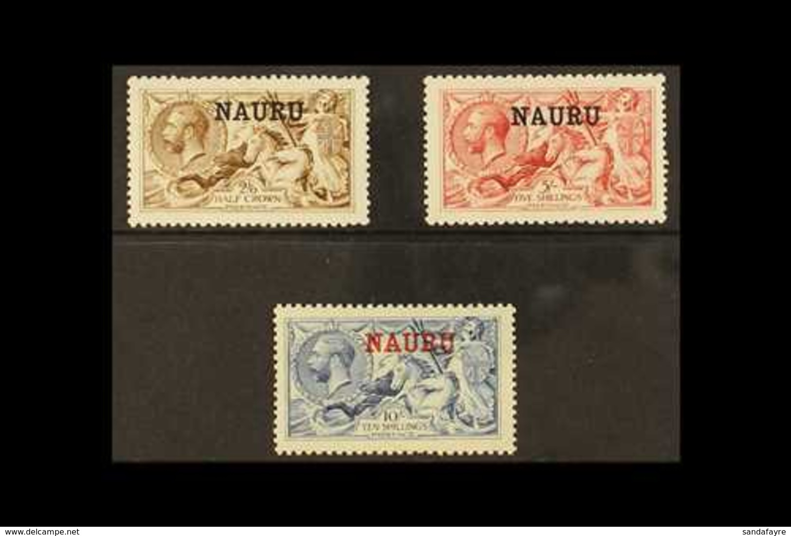 1916-18 SEAHORSES 2s.6d Brown, 5s Bright Carmine, 10s Pale Blue, SG 21/23, Fine Mint. (3 Stamps) For More Images, Please - Nauru