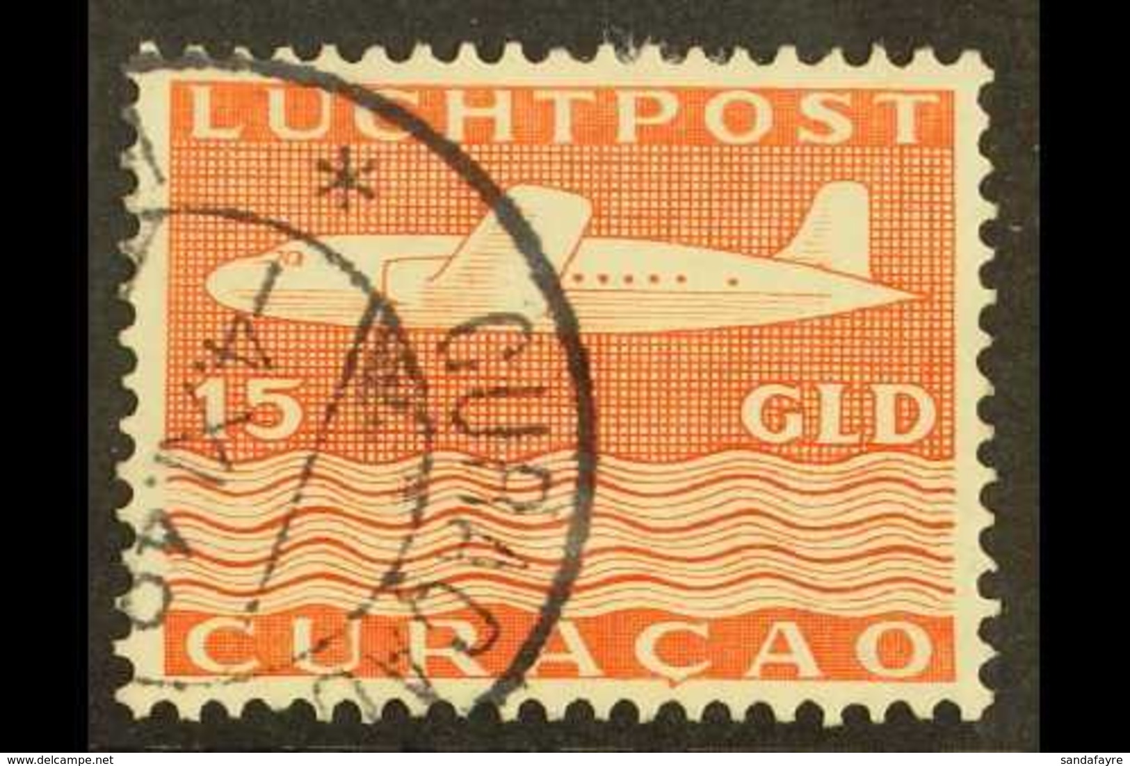 CURACAO 1947 15g Orange Red (Air), SG 280, Fine Cds Used For More Images, Please Visit Http://www.sandafayre.com/itemdet - Andere & Zonder Classificatie