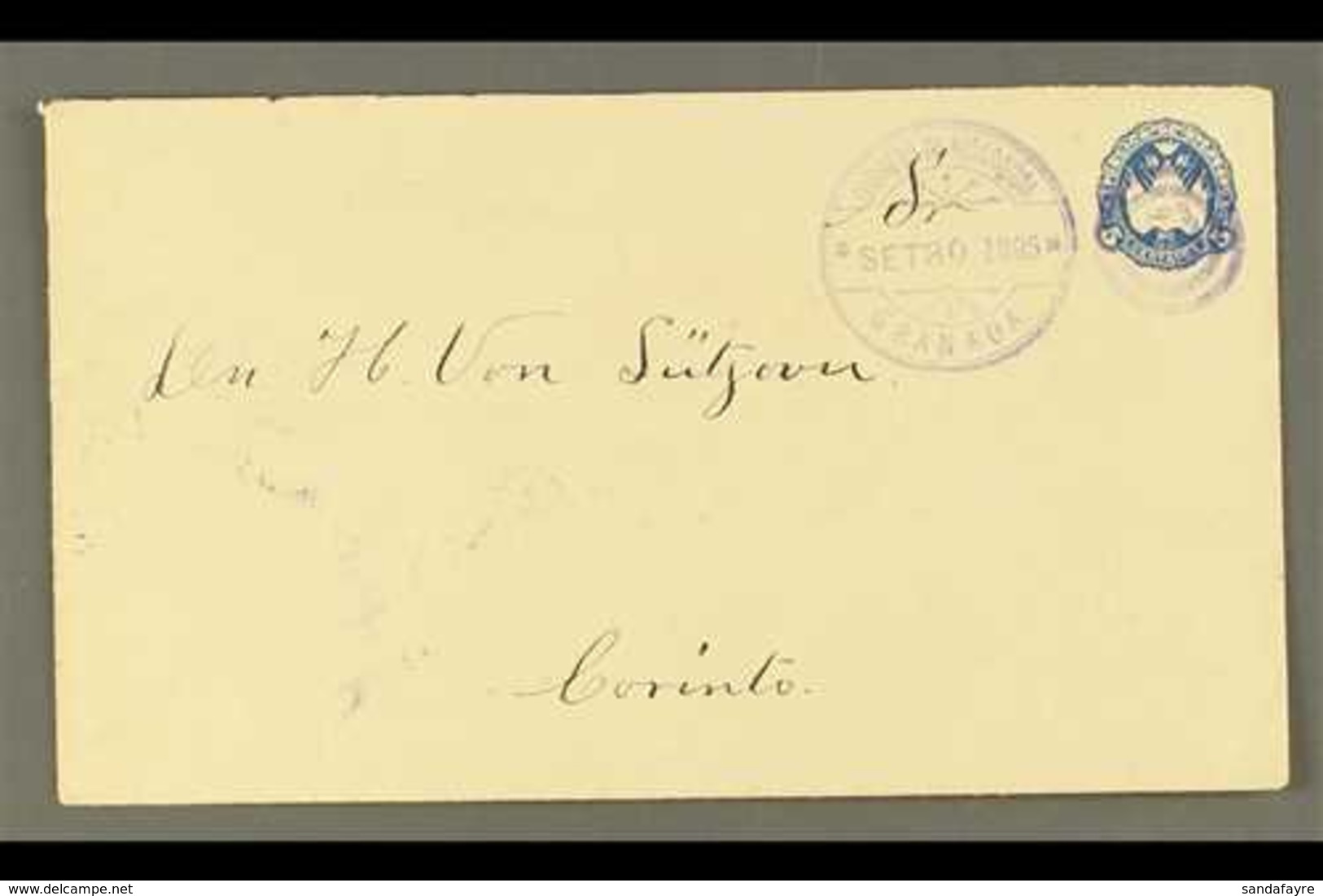 POSTAL STATIONERY 1895 5c Blue, Envelope, H&G 29, Very Fine, Commercially Used With "GRANADA / SET 30 1895" Cancel, Simi - Nicaragua