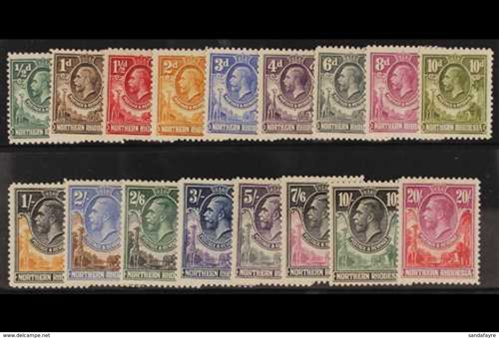 1925-29 Complete Definitive Set, SG 1/17, Very Fine Mint. (17 Stamps) For More Images, Please Visit Http://www.sandafayr - Noord-Rhodesië (...-1963)