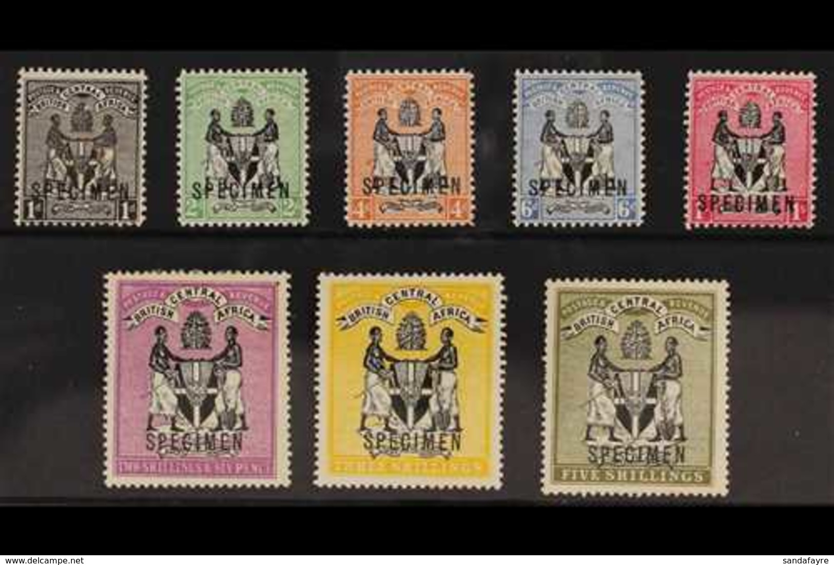 1896 Specimen Set Complete To 5s, SG 32s/9s, Fine Mint. (8 Stamps) For More Images, Please Visit Http://www.sandafayre.c - Nyasaland (1907-1953)