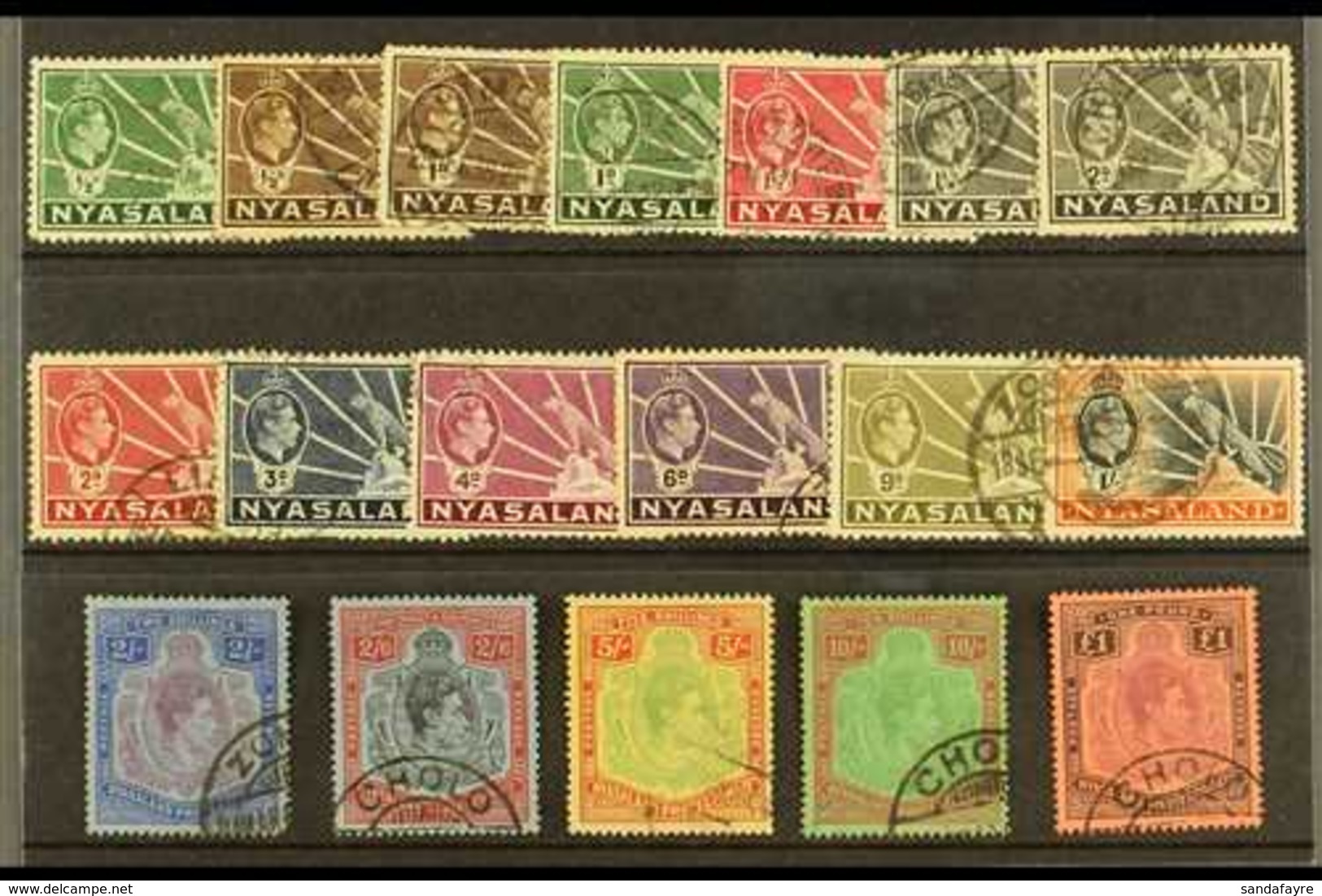 1938-44 Definitives Complete Set, SG 130/43, Fine Used. (18 Stamps) For More Images, Please Visit Http://www.sandafayre. - Nyassaland (1907-1953)