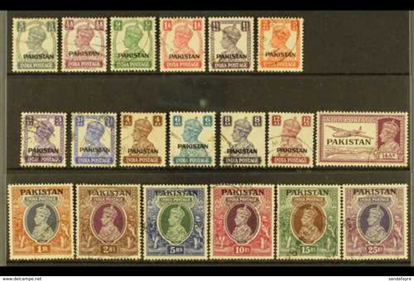 1948 KGV Of India Opt'd Complete Set, SG 1/19, 15r With A Short Perf, The Rest Are Fine Used (19 Stamps) For More Images - Pakistán
