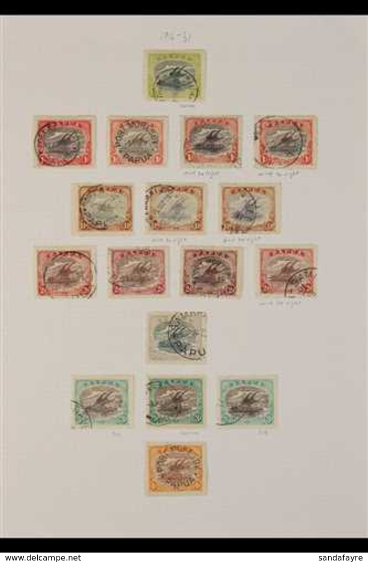 1916-31 Lakatoi Complete Set (SG 93/105) With Additional Watermark Varieties And Shades Presented On Leaves, Includes 3d - Papua-Neuguinea