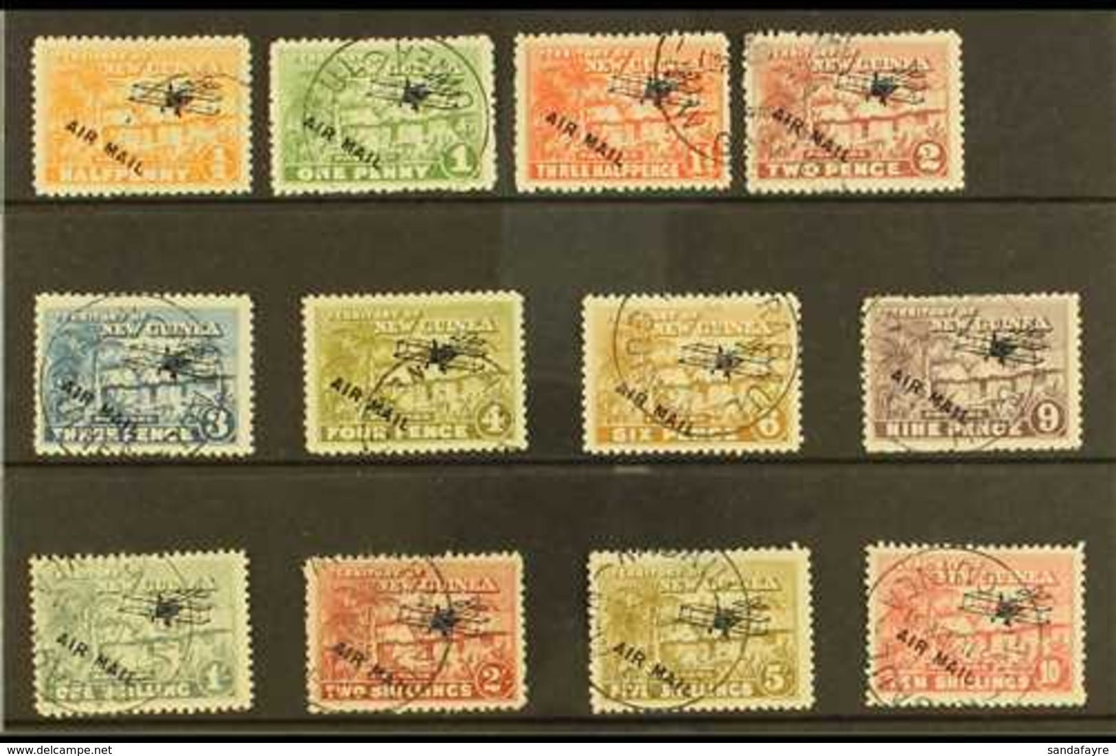 1931 Air Overprinted "Native Village" Set To 10s, SG 137/48, Fine Cds Used, 2s Value With Hinge Thin (12 Stamps) For Mor - Papouasie-Nouvelle-Guinée