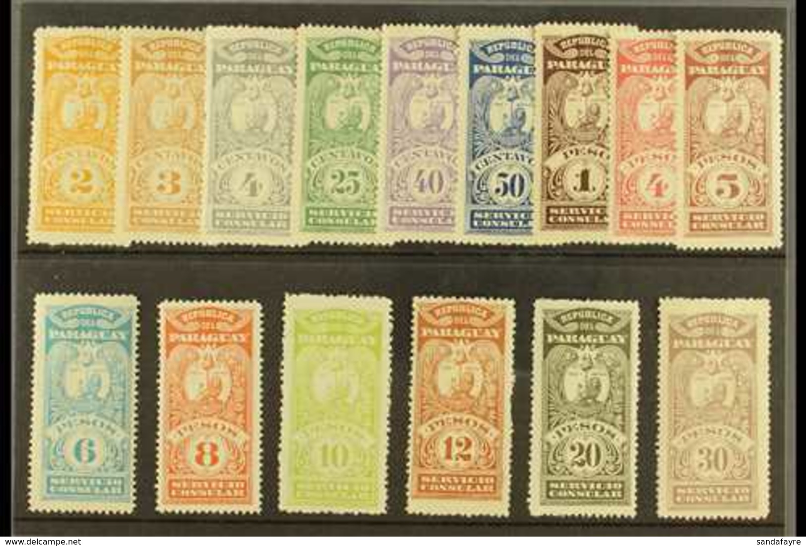 REVENUE STAMPS CONSULAR SERVICE 1900 (inscribed "Servicio Consular") Most Values To 30p (between Forbin 1 & 18) Includin - Paraguay