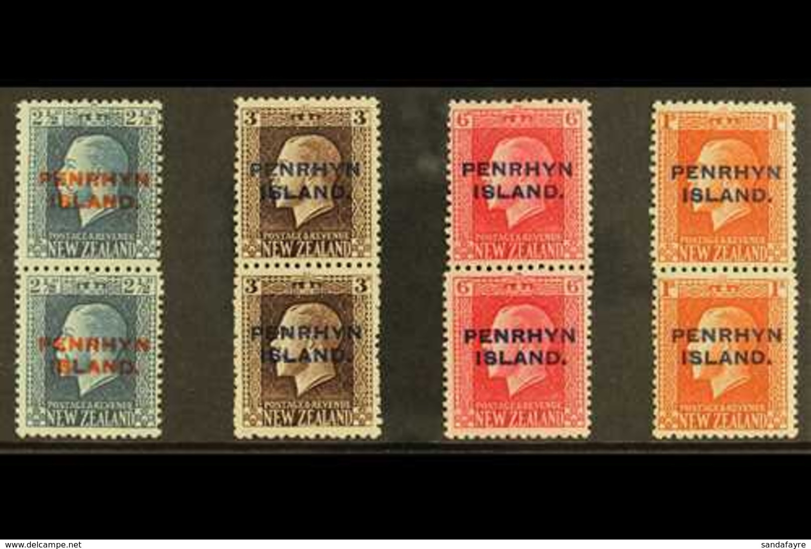 1917-20 Vertical Pairs With Mixed Perfs, The Complete Set, SG 24b/27b, Very Fine Mint (4 Pairs) For More Images, Please  - Penrhyn