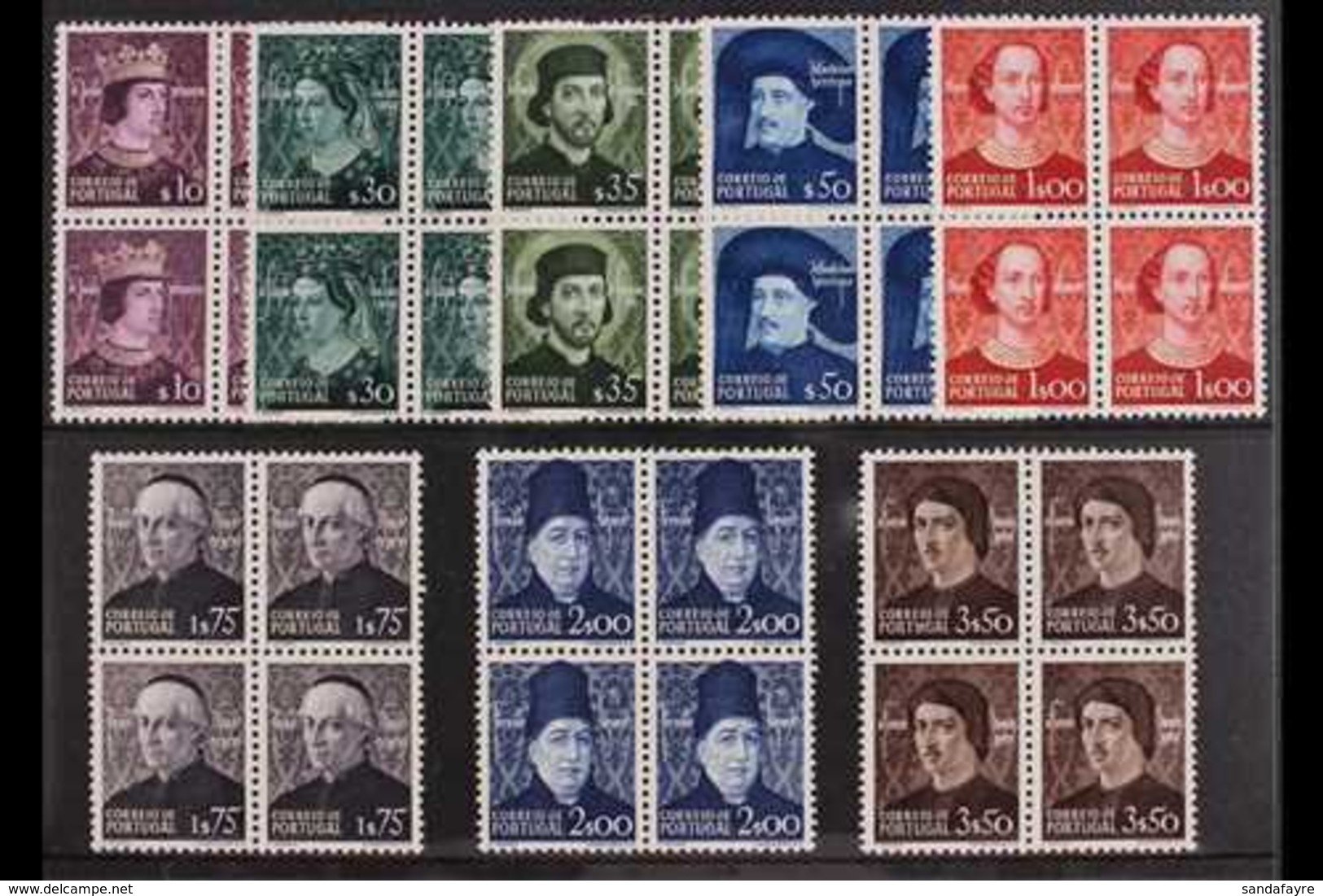 1949 Avis Dynasty Complete Set (SG 1021/28, Michel 730/37), Fine Mint (lower Pairs Are Never Hinged) BLOCKS Of 4, Fresh. - Other & Unclassified