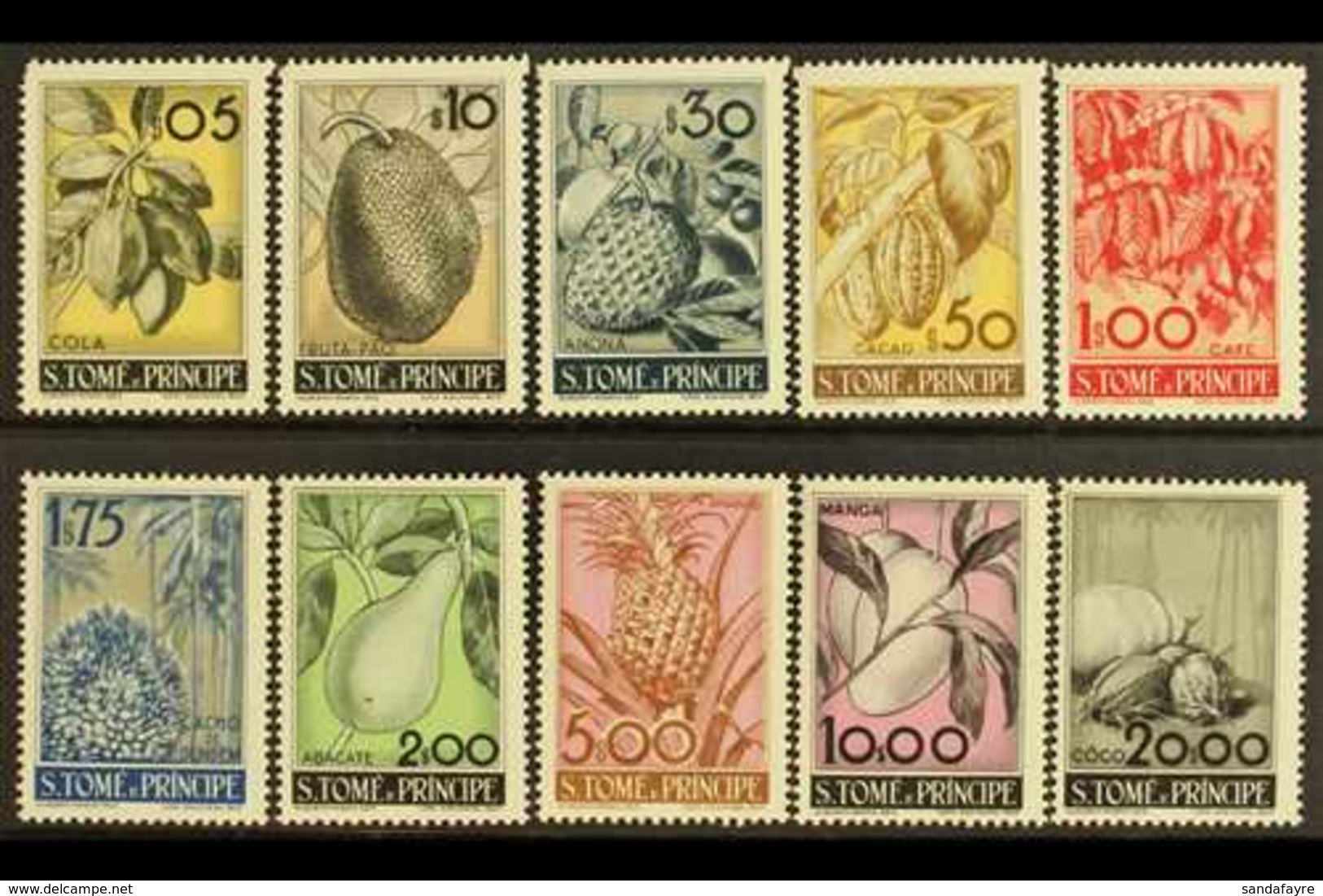 ST THOMAS & PRINCE ISLANDS 1948 Fruits Complete Definitive Set (SG 401/410, Afinsa 337/46)never Hinged Mint. (10 Stamps) - Andere & Zonder Classificatie