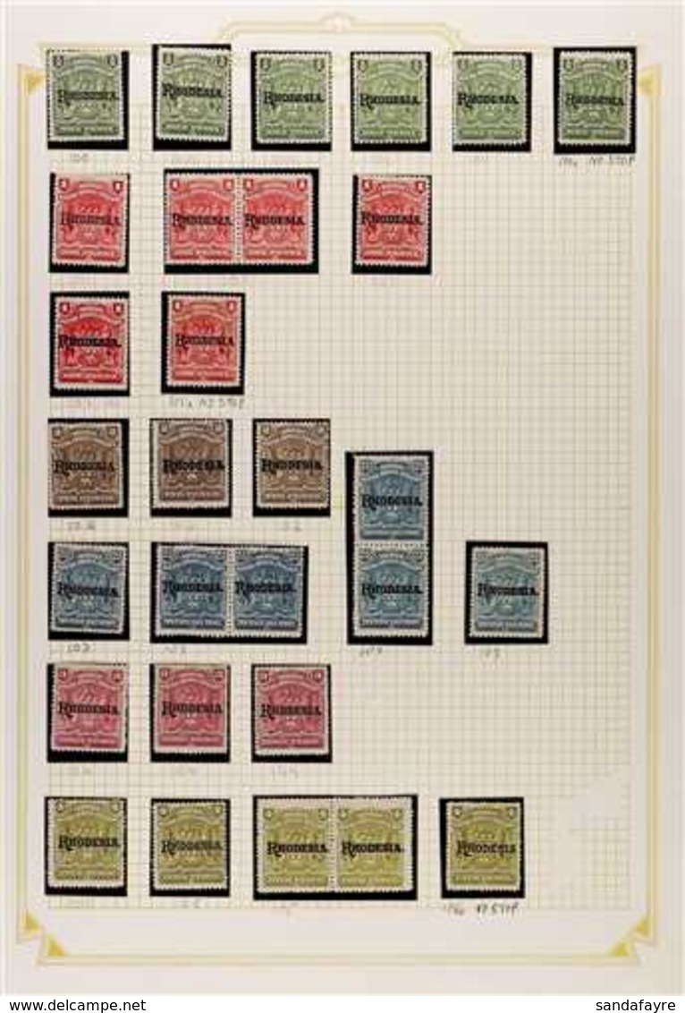 1909-1912 "RHODESIA" OVERPRINTS. ATTRACTIVE MINT COLLECTION In Hingeless Mounts On Leaves With Many Shades, Pairs & 'no  - Autres & Non Classés