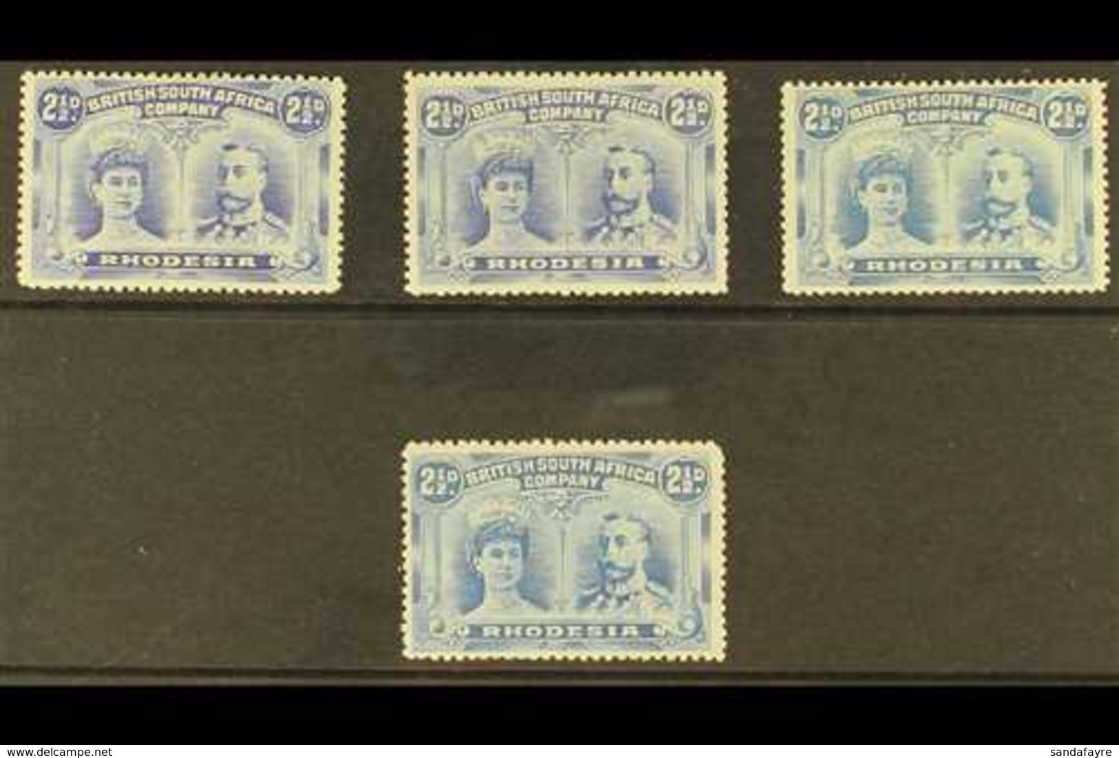1910 2½d Ultramarine, 4 Different "Double Heads", SG 131 - 133, Fine To Very Fine Mint. (4 Stamps) For More Images, Plea - Other & Unclassified