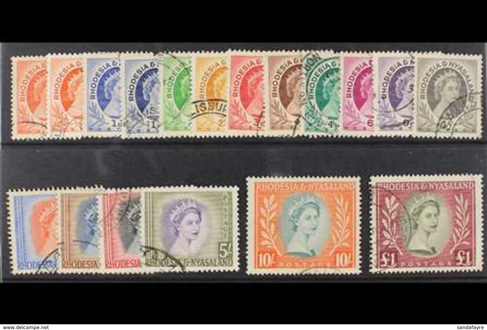 1954-56 QEII Definitives Complete Set, SG 1/15, Plus The ½d And 1d Coil Stamps, SG 1a And 2a, Very Fine Used. (18 Stamps - Rhodesia & Nyasaland (1954-1963)