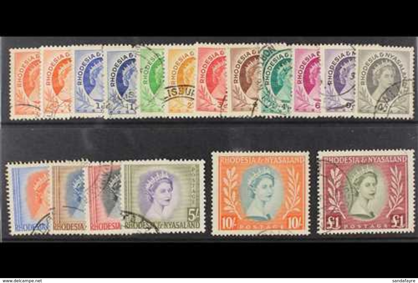 1954-56 QEII Definitives Complete Set, SG 1/15, Plus The ½d And 1d Coil Stamps, SG 1a And 2a, Very Fine Used. (18 Stamps - Rhodesië & Nyasaland (1954-1963)