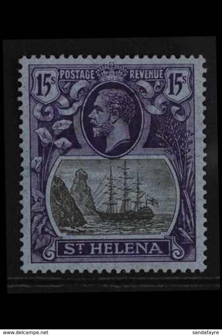 1922 15s Grey And Purple On Blue, Badge Of The Colony, SG 113, Very Fine Mint Og. For More Images, Please Visit Http://w - Saint Helena Island