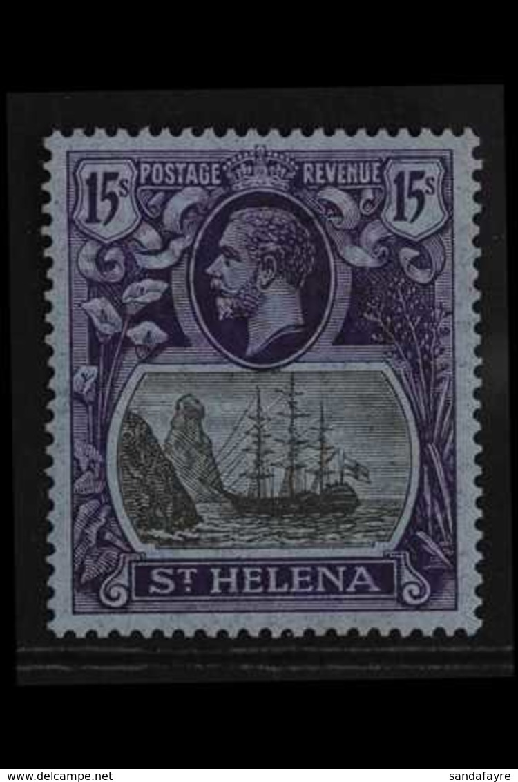 1922 15s Grey And Purple On Blue, Badge Of The Colony, SG 113, Very Fine Mint Og. For More Images, Please Visit Http://w - Sint-Helena