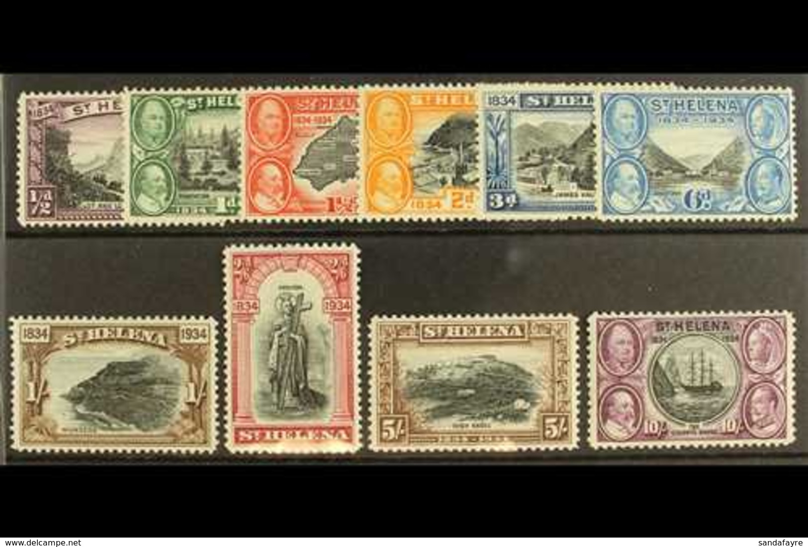 1934 Centenary Set Complete, SG 114/23, Very Fine Mint (10 Stamps) For More Images, Please Visit Http://www.sandafayre.c - St. Helena