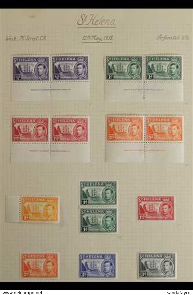 1937-1949 COMPLETE VERY FINE MINT COLLECTION On Leaves, Includes 1938-44 Set Incl 1d Green Imprint Pair (stamps NHM), 19 - Sint-Helena