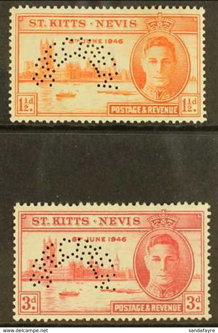 1946 Victory Pair, Perforated "Specimen", SG 78s/9s, Very Fine Mint Og. (2 Stamps) For More Images, Please Visit Http:// - St.Kitts Und Nevis ( 1983-...)