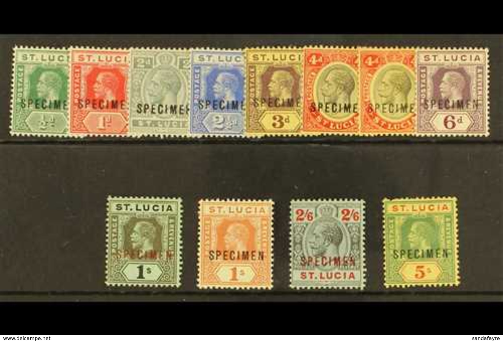 1912 Geo V Die I Set Complete Ovptd "Specimen", SG 78s/88s + 83as (4d On White Paper), 5s Pulled Perf, Fresh Mint Part O - Ste Lucie (...-1978)