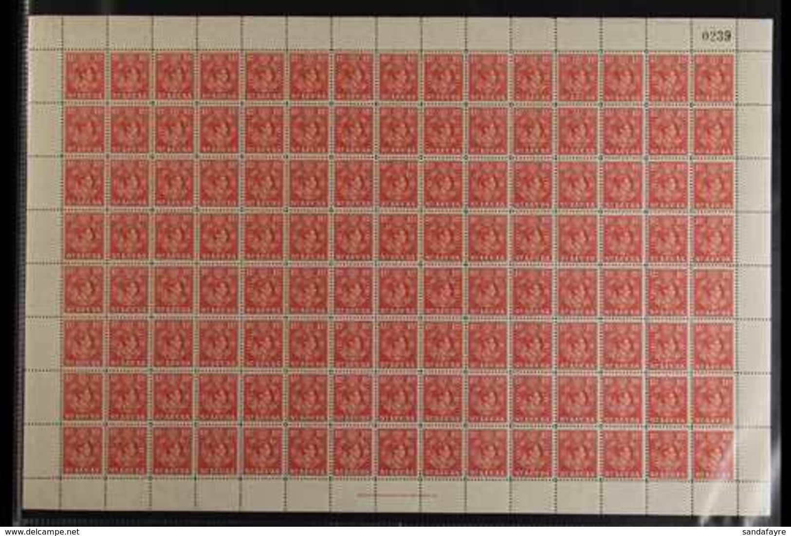 1938-48 1½d Scarlet Perf 12½, SG 130a, Very Fine Never Hinged Mint COMPLETE SHEET Of 120, Very Fresh. (120 Stamps) For M - Ste Lucie (...-1978)