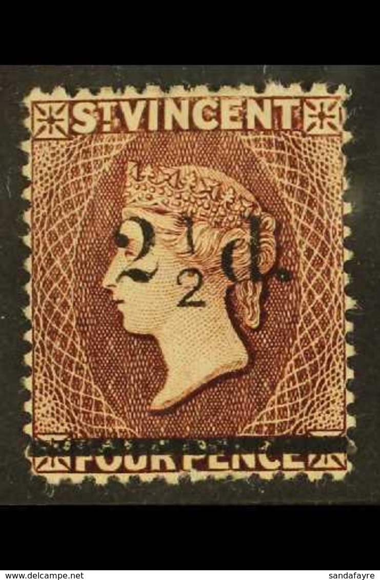 1890 2½d On 4d Chocolate, SG 54, Mint, Only The Slightest Trace Of Fraction Bar Visible. For More Images, Please Visit H - St.Vincent (...-1979)