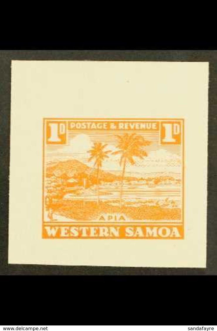 1935 PICTORIAL DEFINITIVE ESSAY Collins Essay For The 1d Value In Orange On Thick White Paper, The "Apia" Design (but No - Samoa