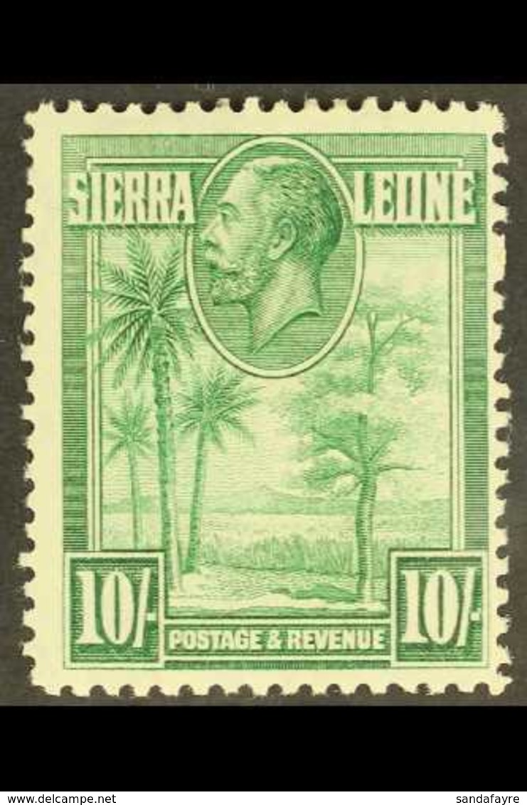 1932 10s Green "Palms And Cola Tree", SG 166, Fine Mint. For More Images, Please Visit Http://www.sandafayre.com/itemdet - Sierra Leone (...-1960)